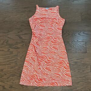 J. Mclaughlin Red/White Zebra Catalina Cloth Sleeveless Halter Dress Size XS